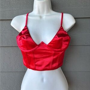 Hera Collection Red Satin Bustier Top
